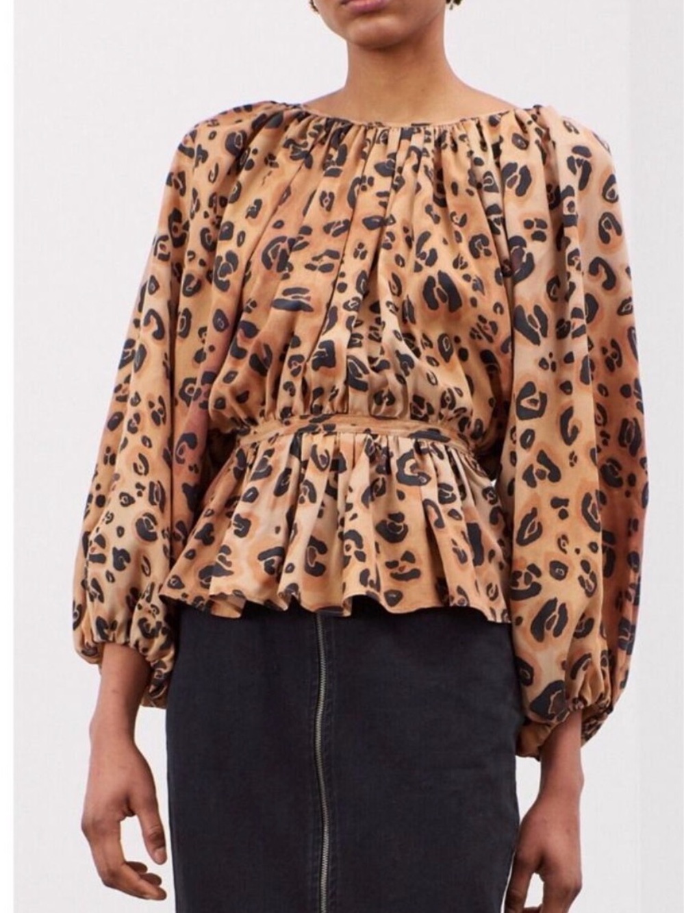 Mara Hoffman Maude Leopard-Print Peplum Top